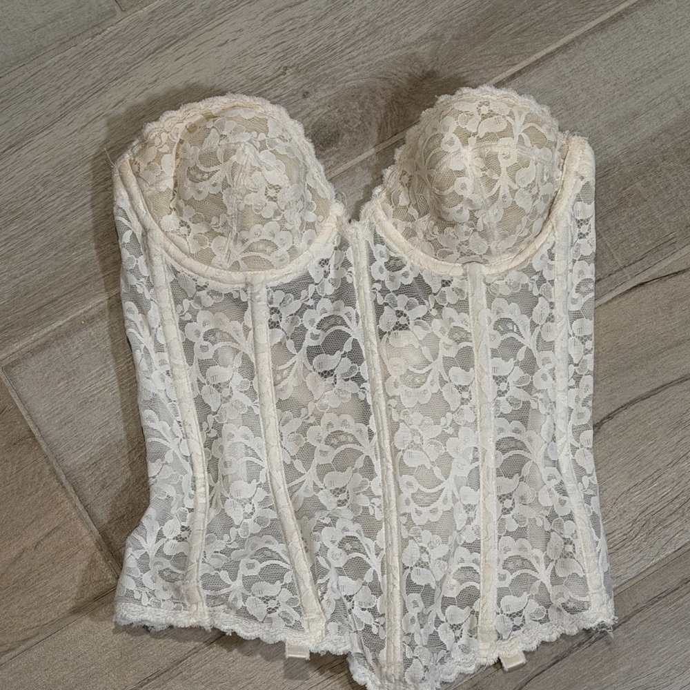 Vintage Frederick's of Hollywood Lace Bustier - White